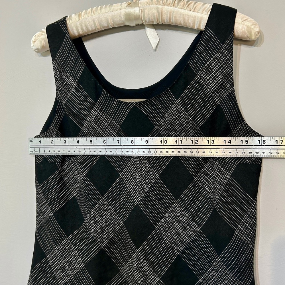 Valerie Stevens Tank Top Women 4 Black Excellent Pure Linen Plaid Sleeveless - Picture 5 of 5